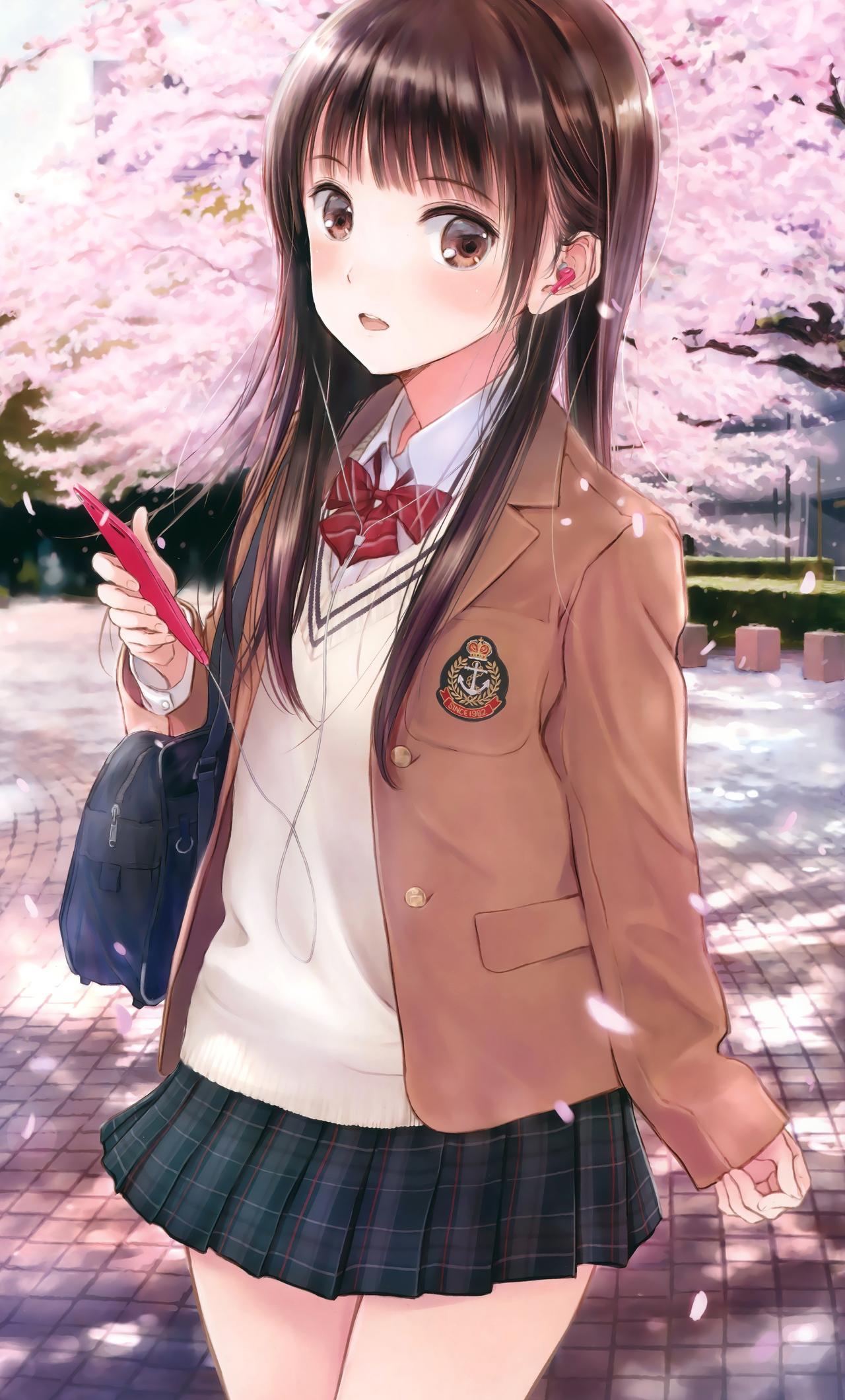 1280x2120 Anime Cute School Girl iPhone HD 4k Wallpaper, Image, Background, Photo and Picture