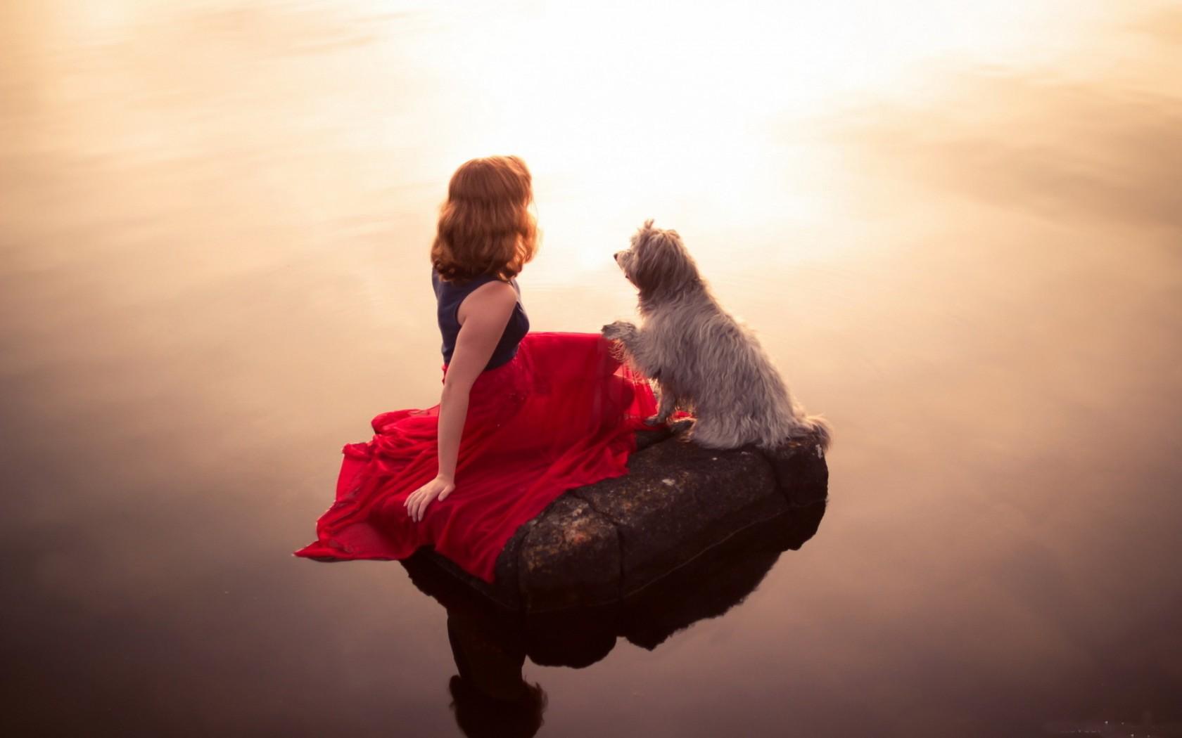 1680x1050 Girl Wit Dog Wide Wallpaper 521529 :