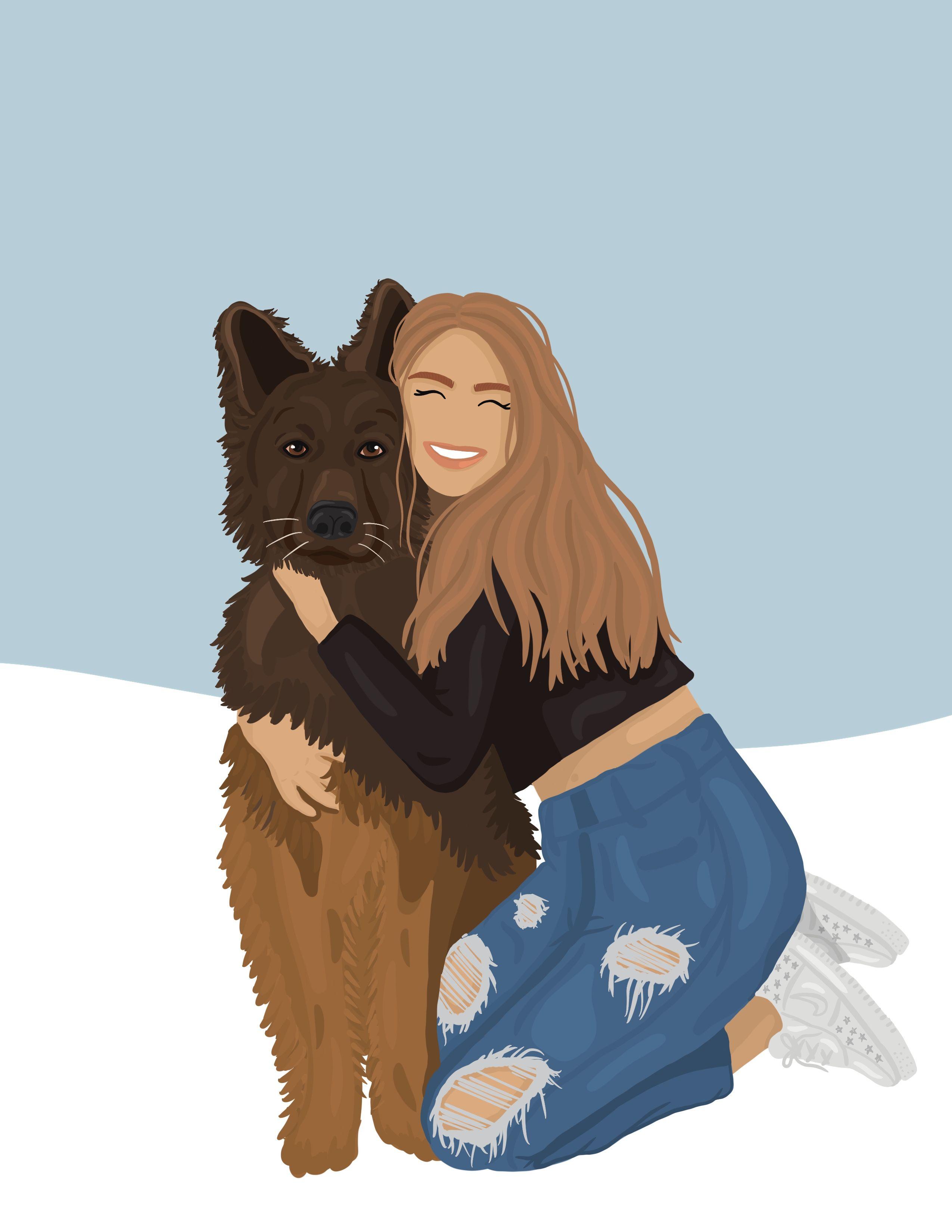 2550x3300 Dog and Girl illustration. Girls cartoon art, Illustration art girl, Cartoon art styles