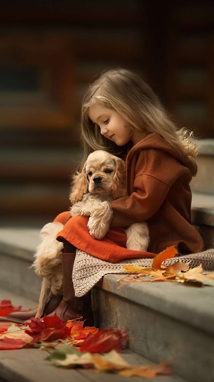 750x1334 Women And Dog Wallpaper