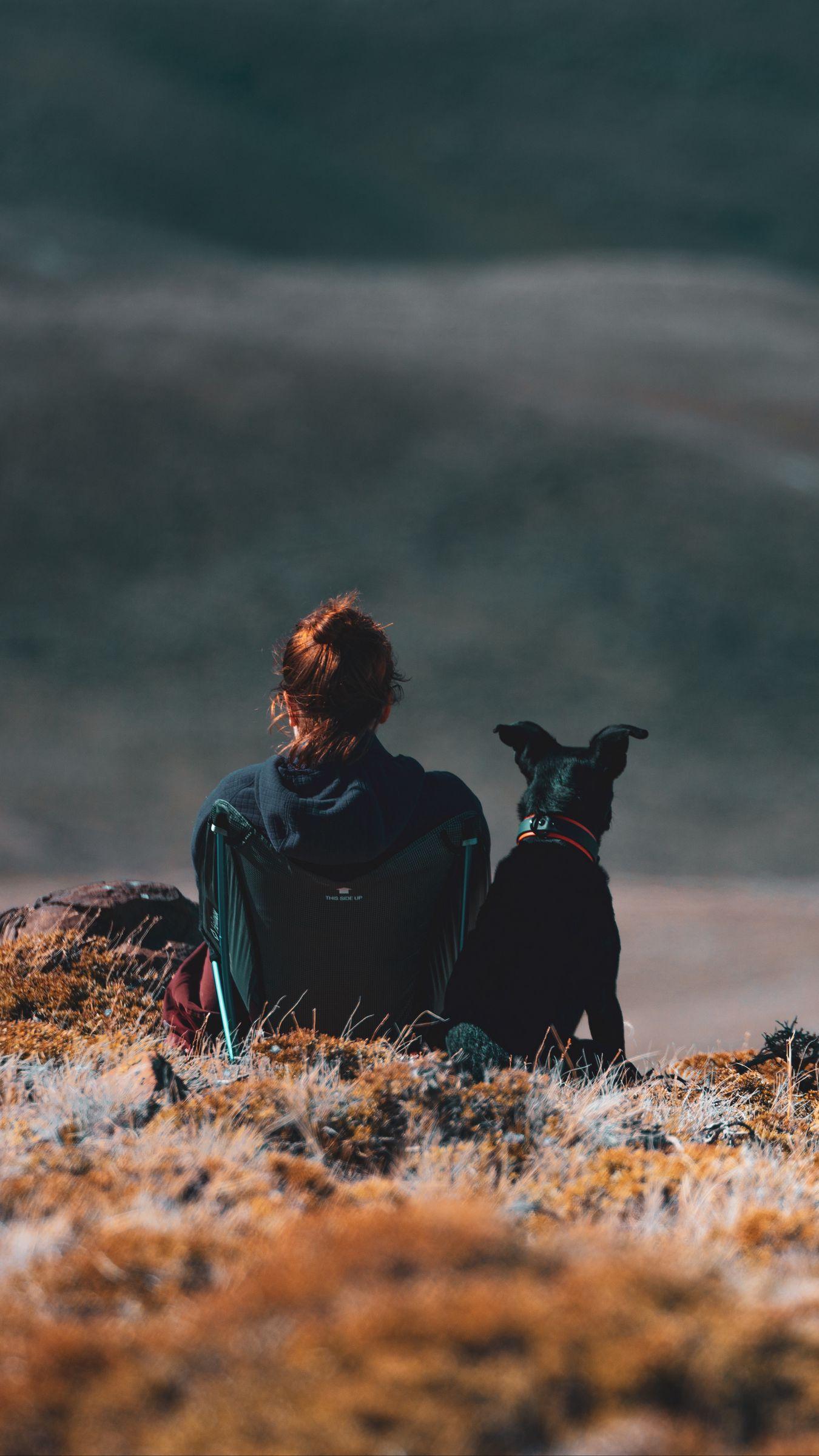 1350x2400 Download wallpaper 1350x2400 girl, dog, friends, mountains, trip iphone 8+/7+/6s+/for parallax HD background