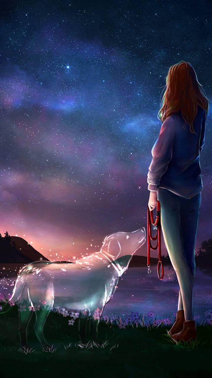 720x1280 Download Fantasy Girl And Dog HD Wallpaper and Background