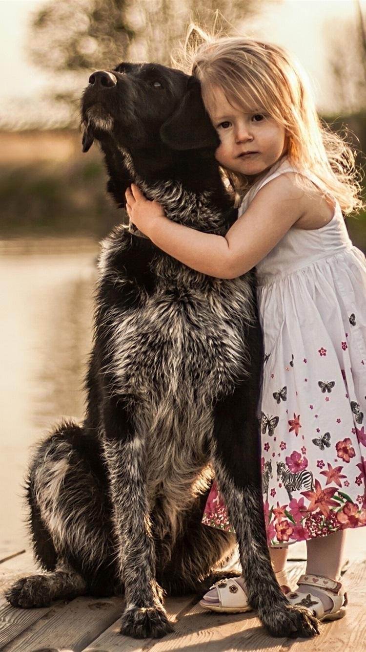 750x1334 Cute Girl, Dog, Glare 750x1334 IPhone 8 7 6 6S Wallpaper, Background, Picture, Image