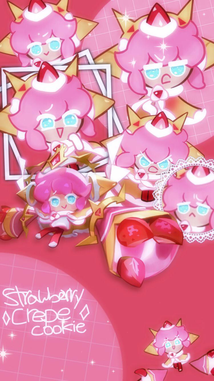 750x1334 making cookie run characters wallpaper day 4: Strawberry Crepe Cookie!: Cookierun
