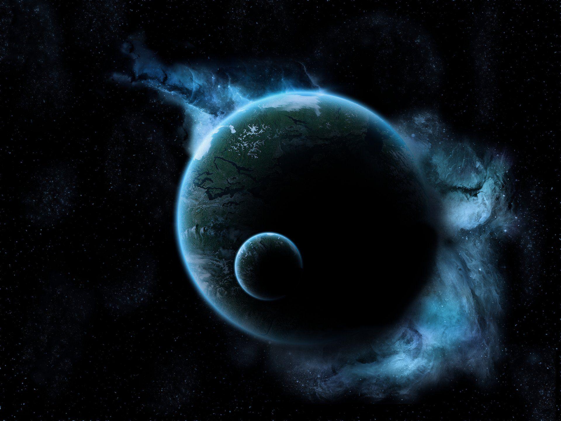 1920x1440 space planet land moon light glow black dark star HD wallpaper