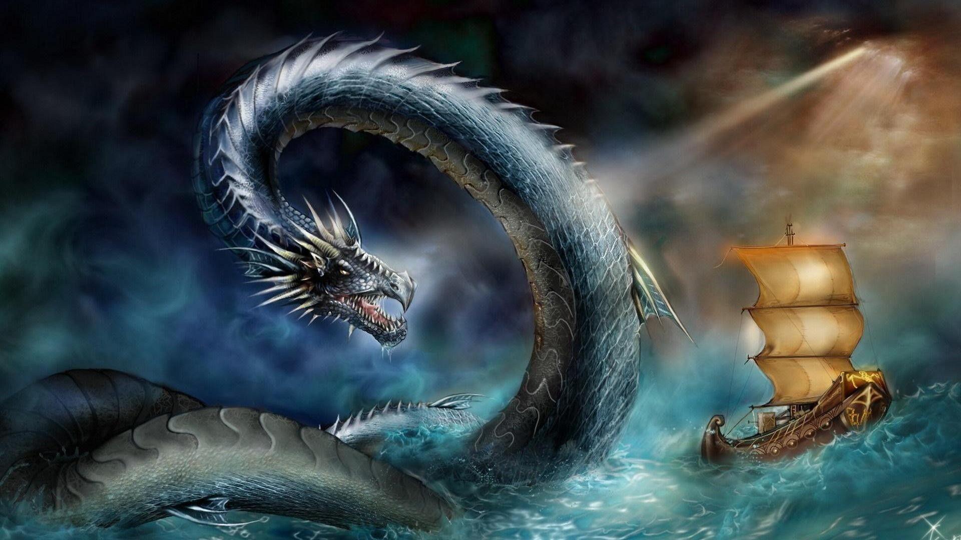 1920x1080 HD sea serpent wallpaper. Fantasy dragon art, Sea dragon, Fantasy dragon