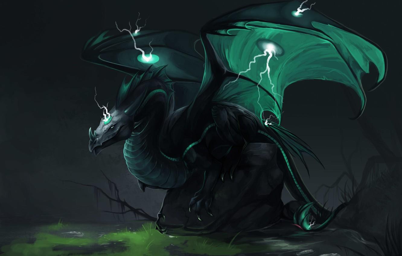 1332x850 Wallpaper look, green, fiction, zipper, dragon, wings, art image for desktop, section фантастика