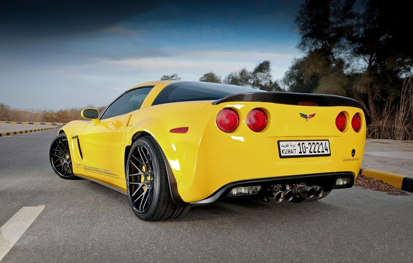 1332x850 Wallpaper road, yellow, markup, corvette, Chevrolet, chevrolet, yellow, back, grand sport, Corvette, Grand sport image for desktop, section chevrolet