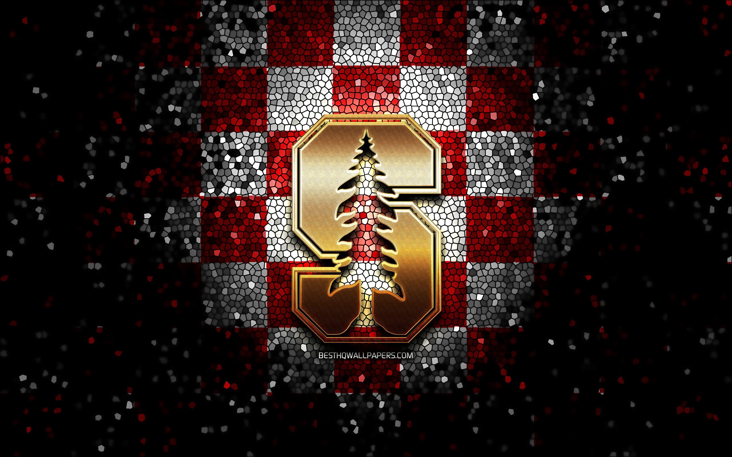 2880x1800 Download wallpaper Stanford Cardinal, glitter logo, NCAA, red white checkered background, USA, american football team, Stanford Cardinal logo, mosaic art, american football, America for desktop with resolution 2880x1800. High Quality HD picture