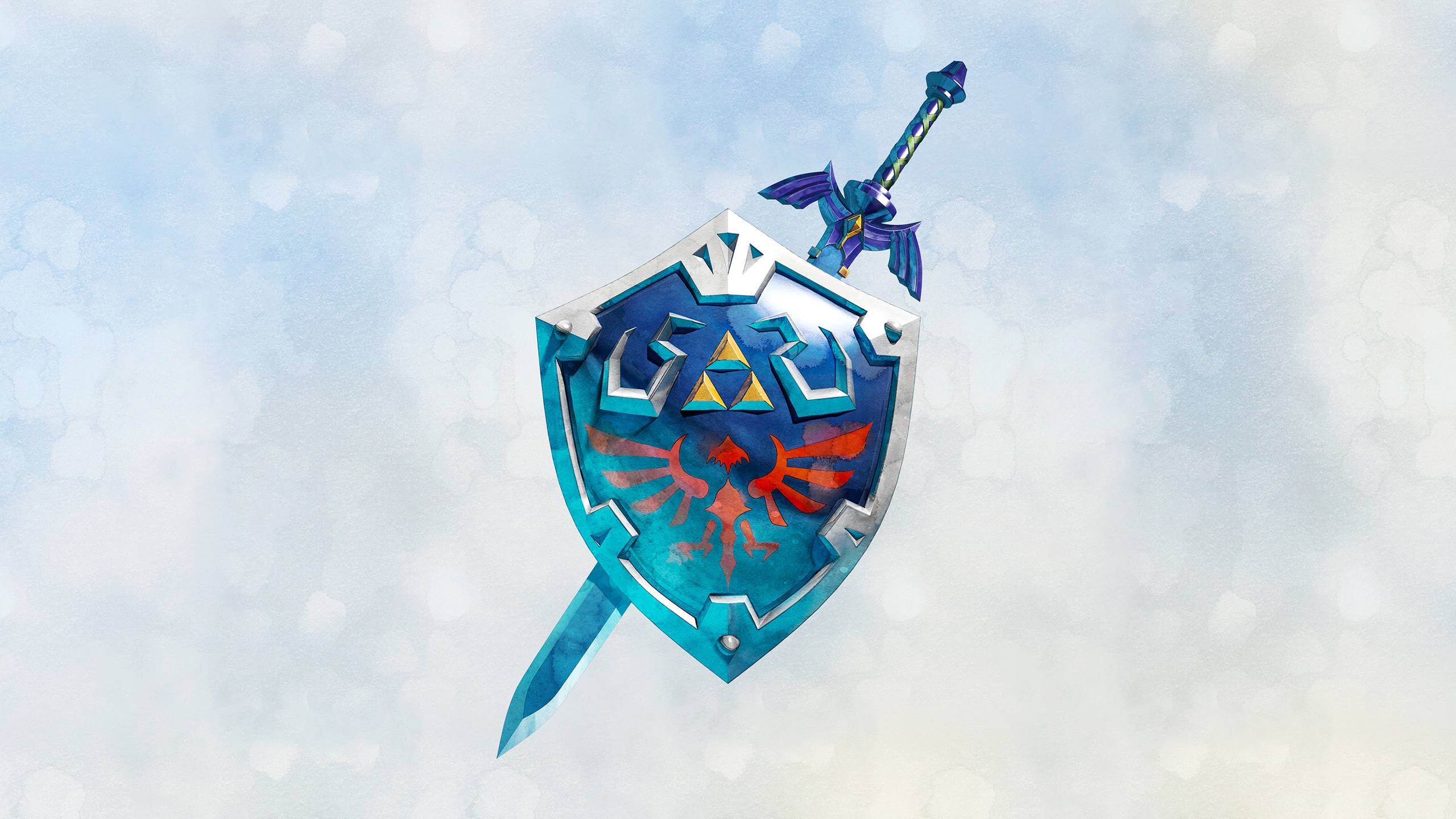 2560x1440 The Legend of Zelda: Skyward Sword Shield and Master Sword Wallpaper with Monocle