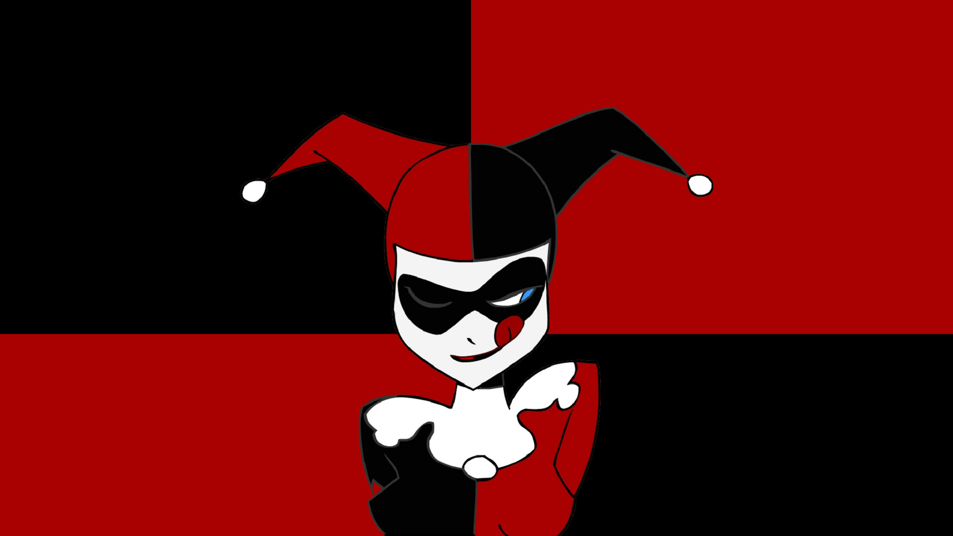 1920x1080 Red and Black Harley Quinn Wallpaper