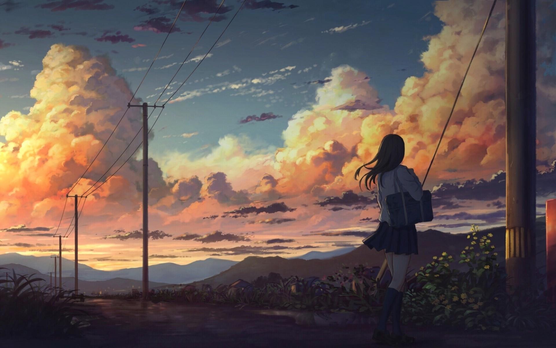 1920x1200 Anime Scenery Wallpaper Anime Landscape With Girl, HD Wallpaper