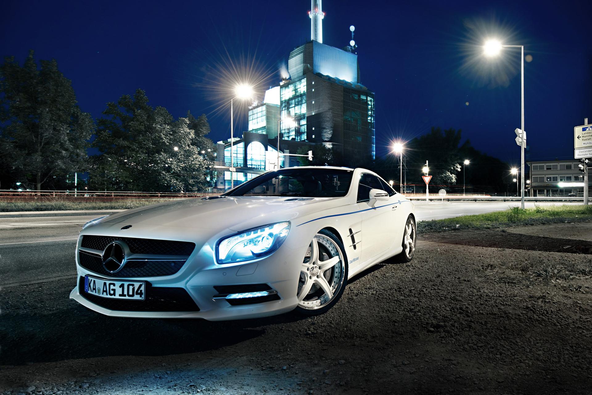 1920x1280 mercedes benz, Sl, Tuning, Graf, Weckerle, Car, White, Night, Xenon, Lights, Glow Wallpaper HD / Desktop and Mobile Background