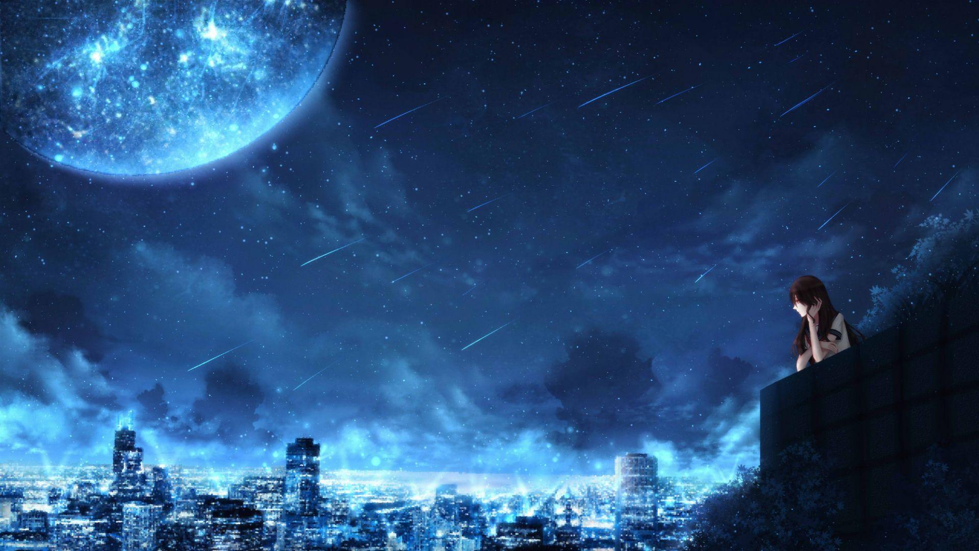 1920x1080 Desktop Wallpaper Night Out, City, Anime Girl, Original, HD Image, Picture, Background, 44c399
