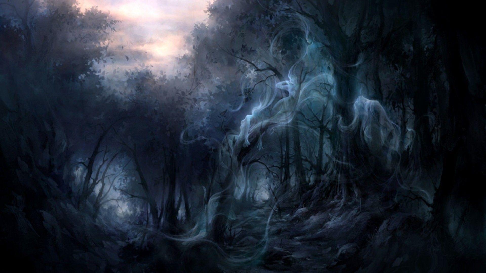 1920x1080 Dark Forest Anime Wallpaper