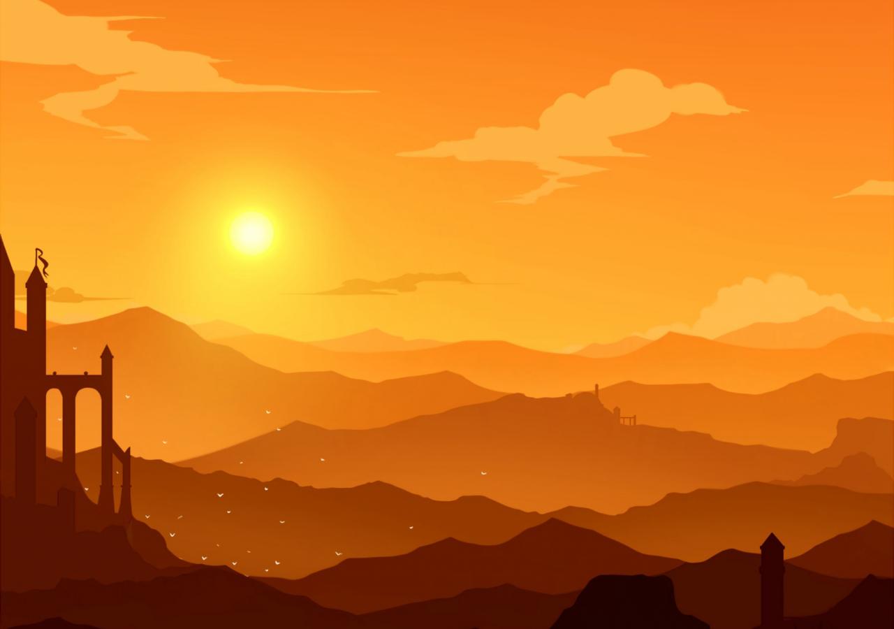 1280x900 Download 1280x900 wallpaper mountains, horizon, castle, sunset, art, widescreen, 1280x900 HD image, background, 21054