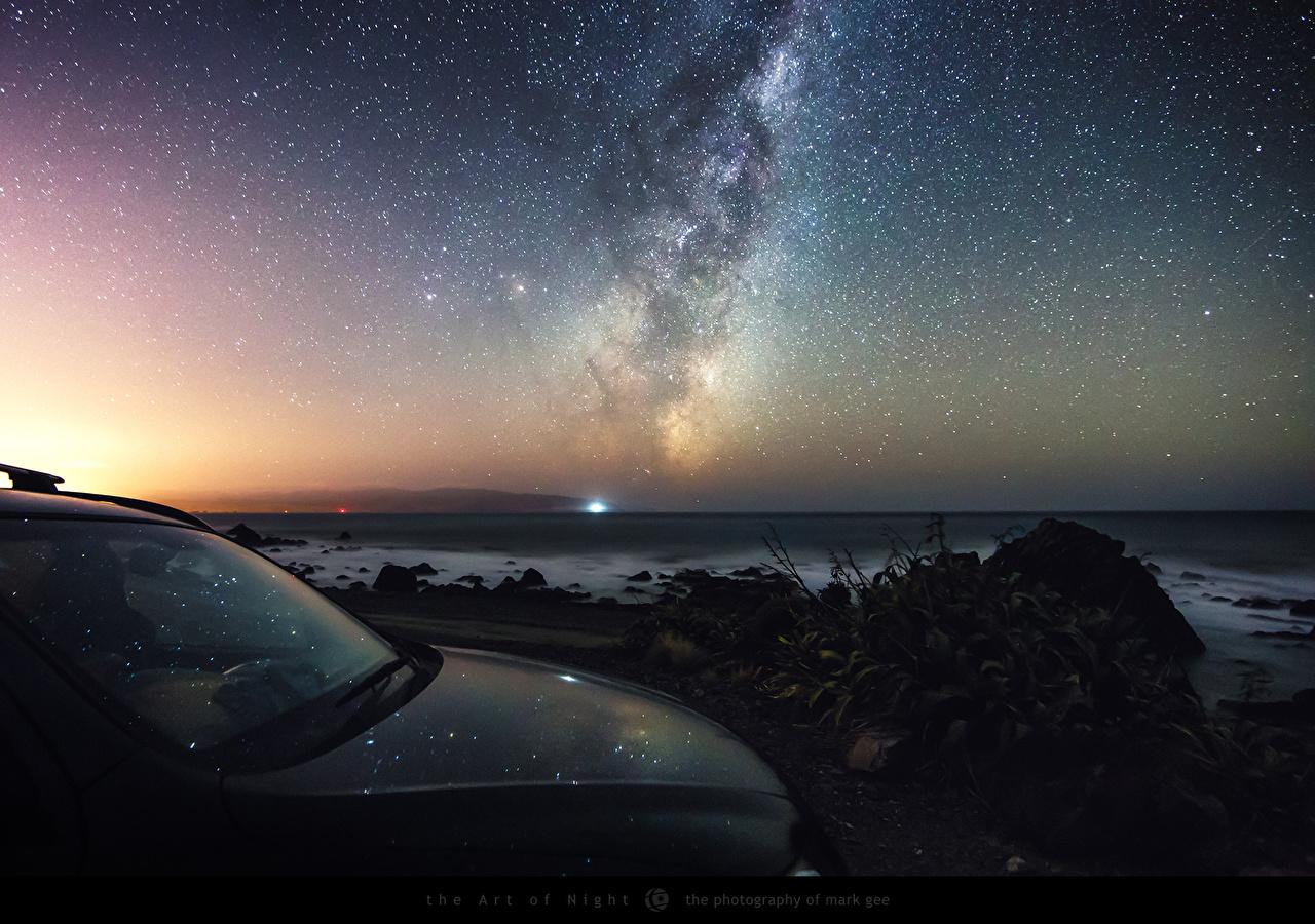 1280x900 Wallpaper Stars Milky Way Mark Gee Space Nature Sky Cars Coast night