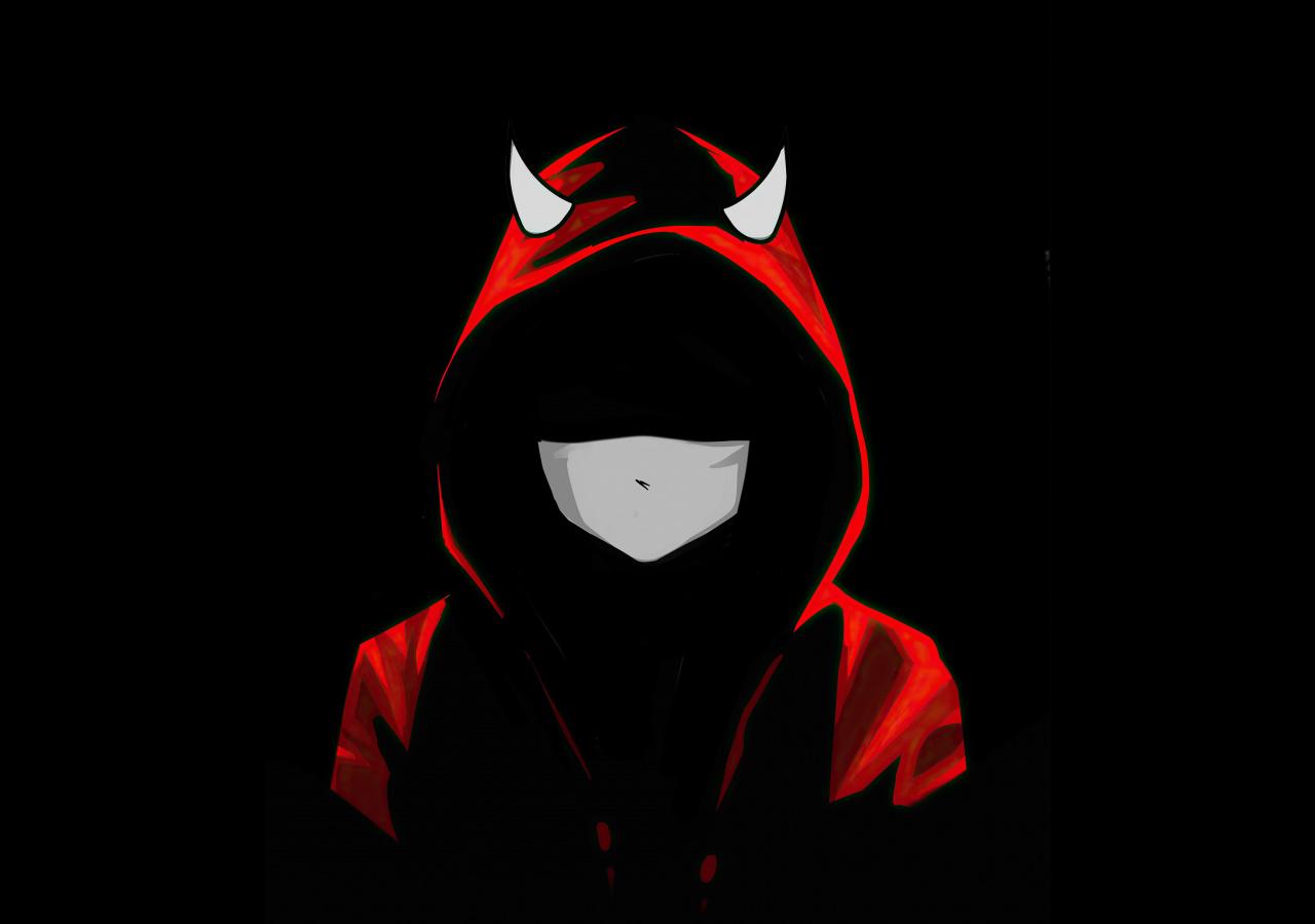 1280x900 Download 1280x900 wallpaper devil boy in mask, red hoodie, dark, widescreen, 1280x900 HD image, background, 25947