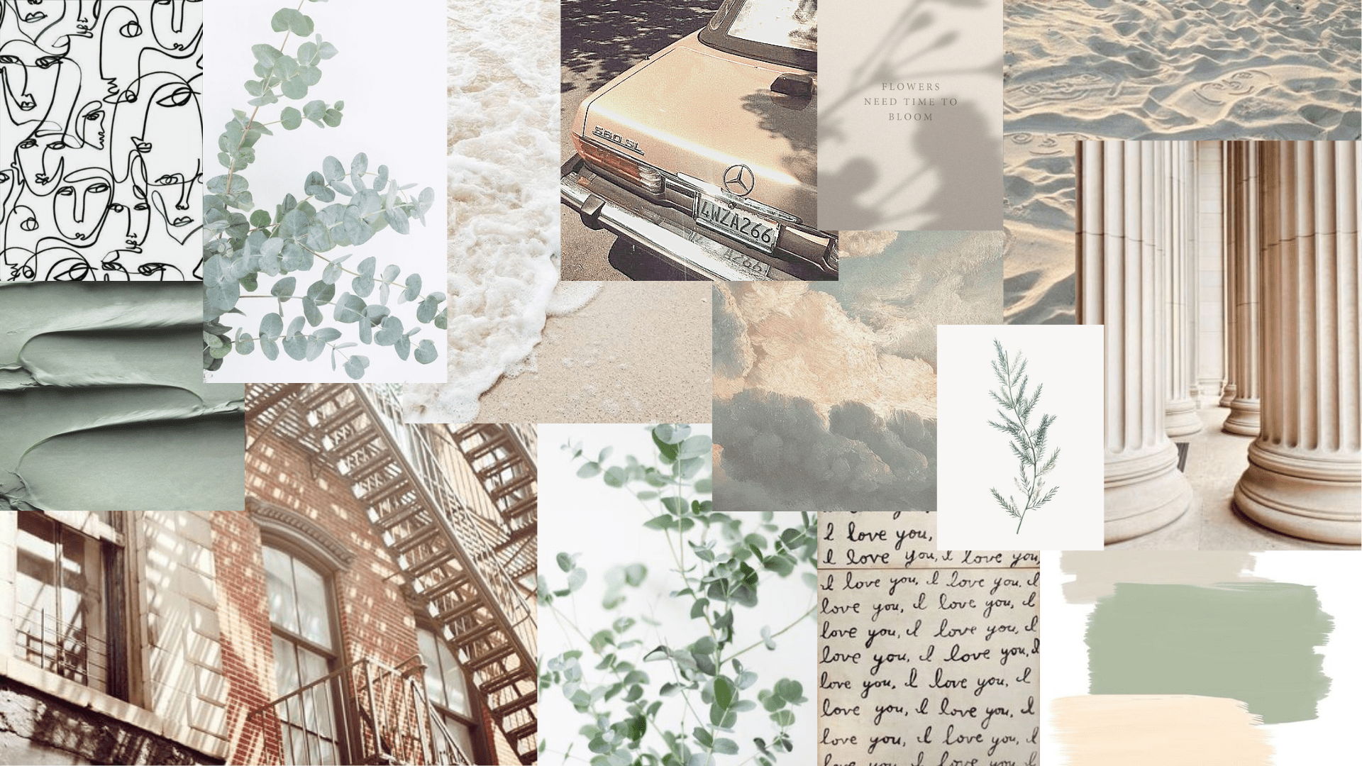 1920x1080 plant aesthetic collage creams neutrals simple. Aesthetic desktop wallpaper, Desktop wallpaper art, Cute desktop wallpaper