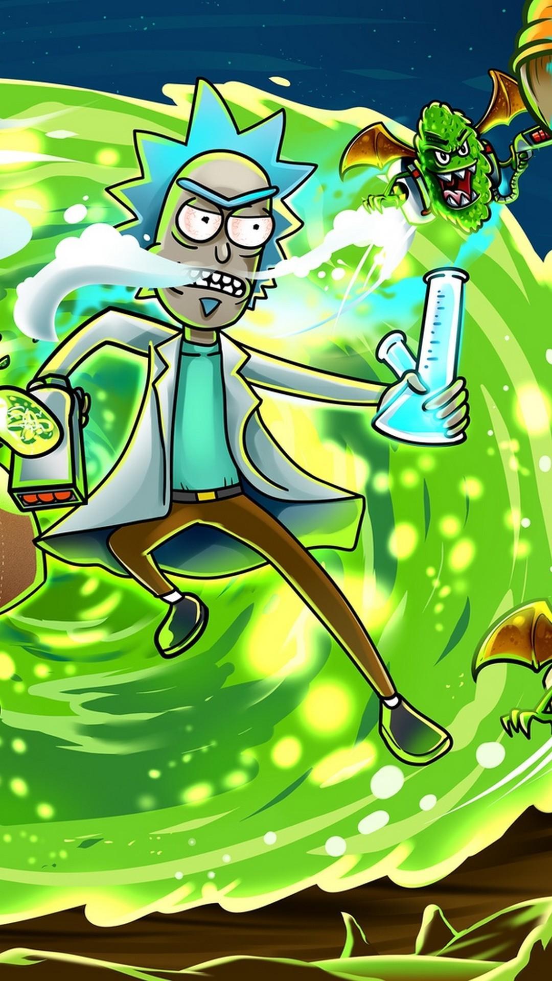 1080x1920 Rick And Morty Smoking Wallpaper