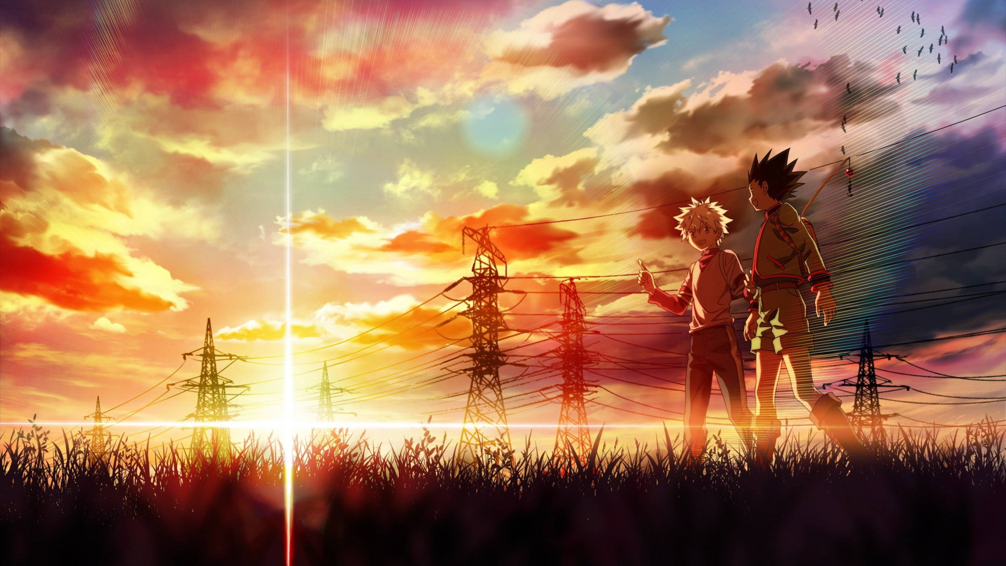 3840x2160 Gon and Killua walking at a beautiful sunset Wallpaper, HD Anime 4K Wallpaper, Image, Photo and Background