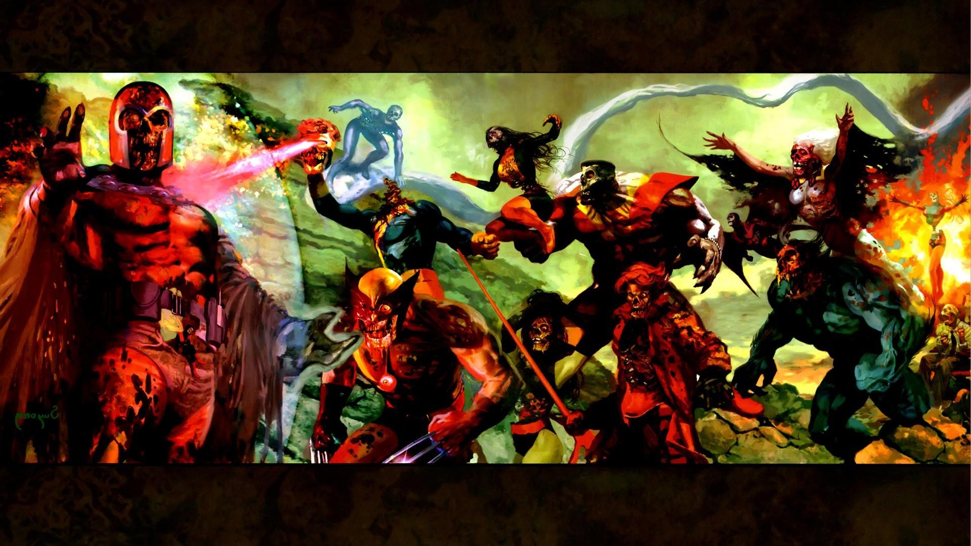 1920x1080 comics, X Men, Wolverine, Magneto, Zombies