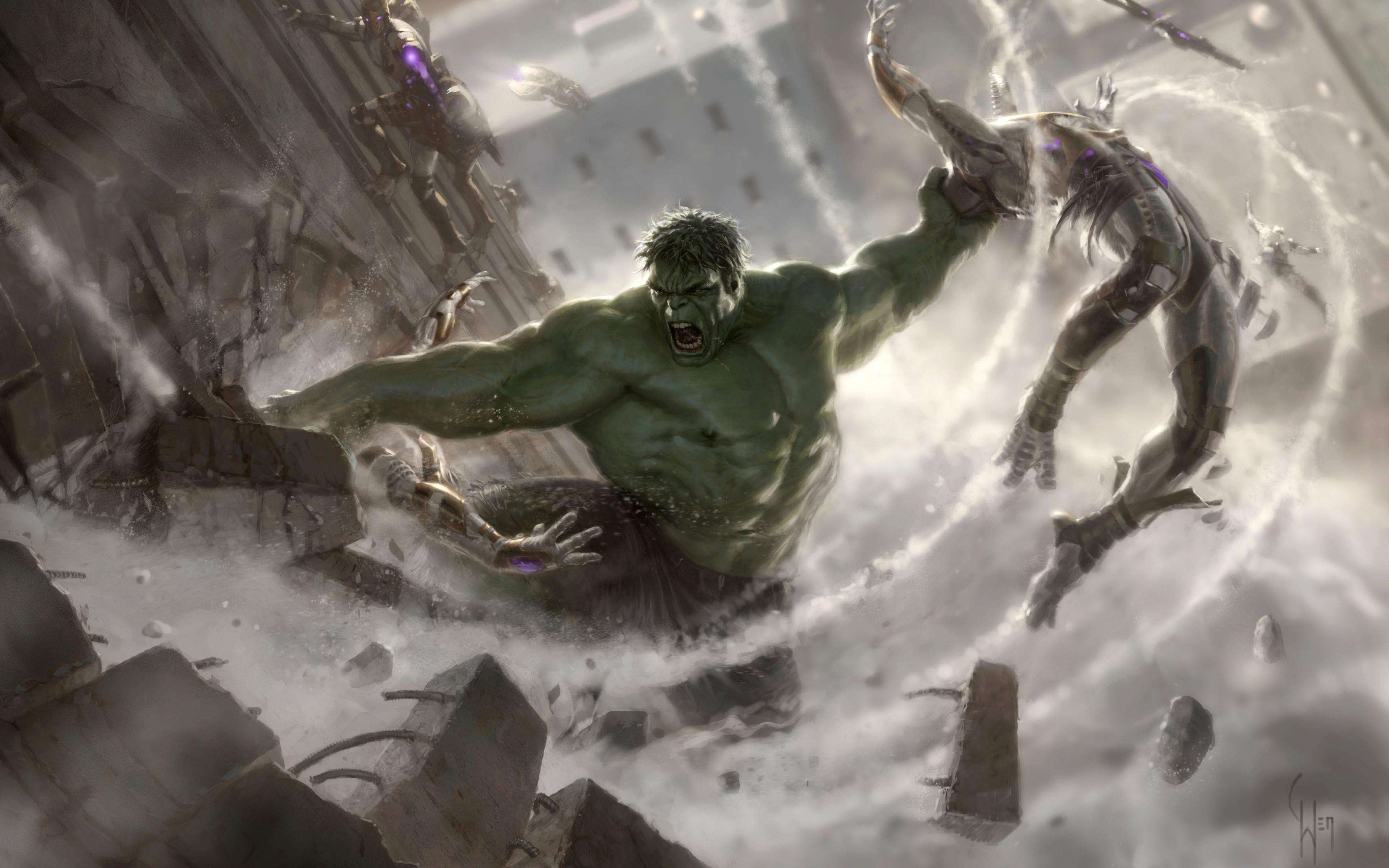 3840x2400 Angry Hulk And Robots, Avengers Age Of Ultron Hulk