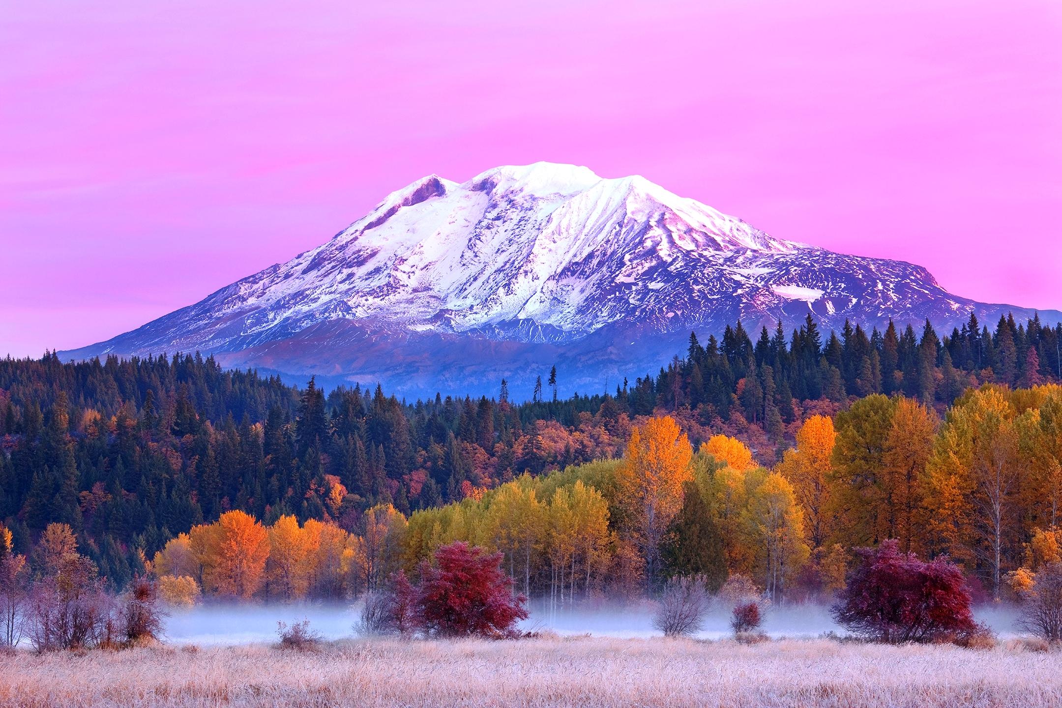 2160x1440 Fall Forest Mount Adams Mountain Washington Wallpaper:2160x1440