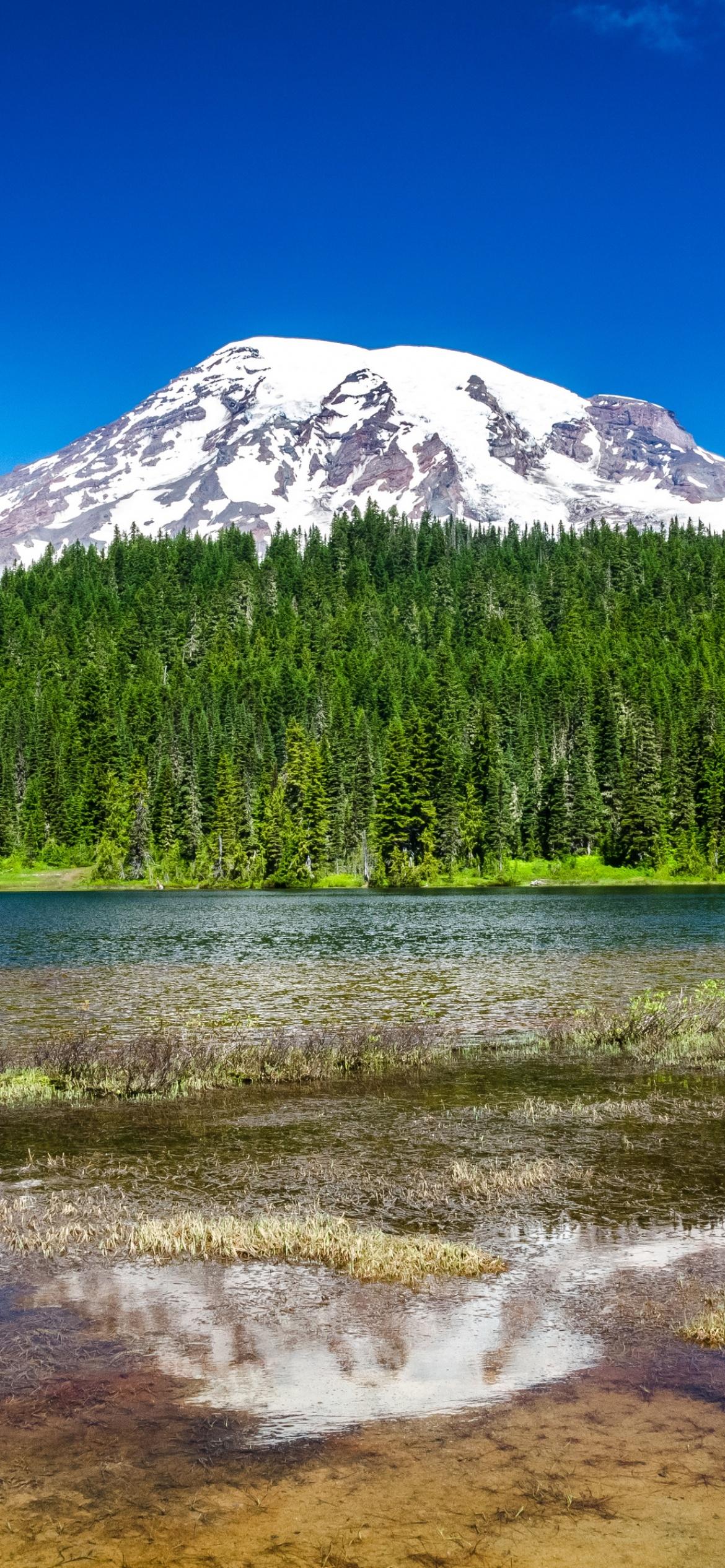 1170x2532 Mount Rainier National Park Wallpaper 4K, Washington State, Landscape, Lake, Reflection, Nature