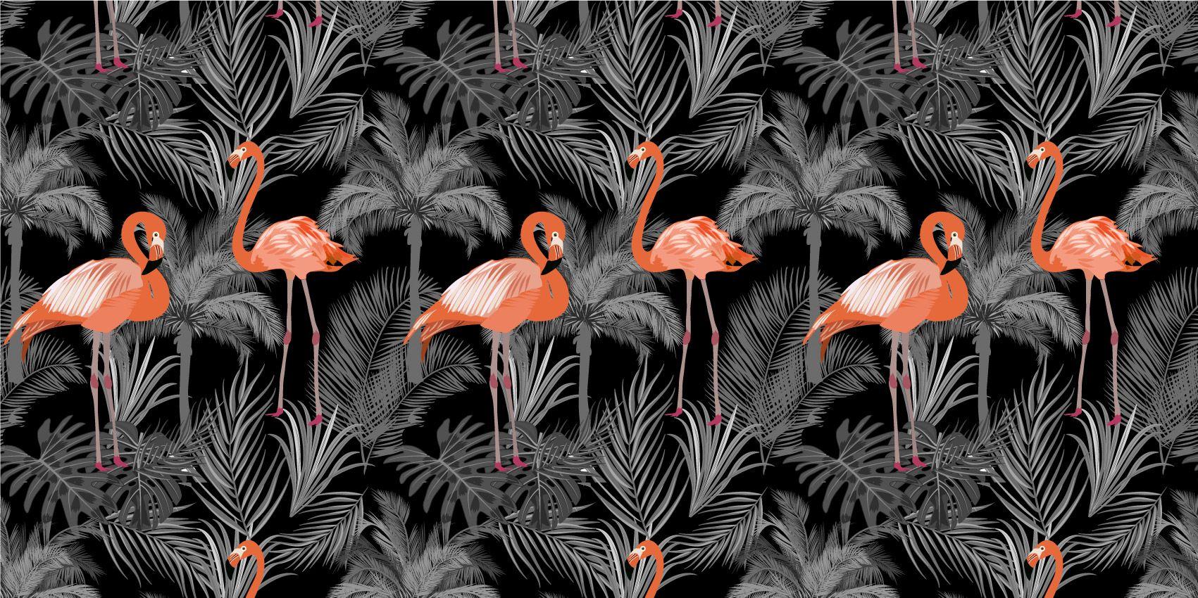 1701x850 Flamingos on black