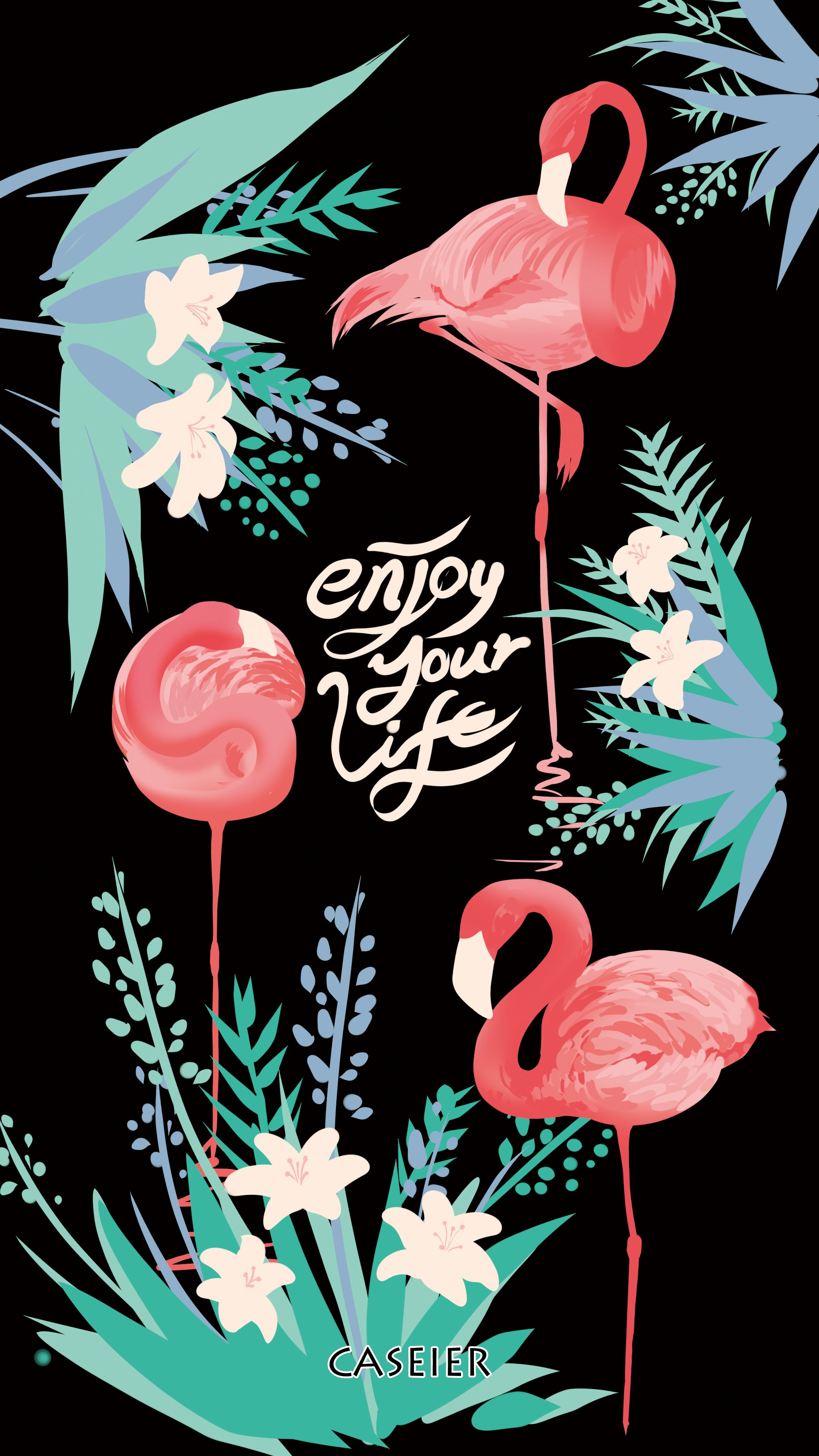 2160x3840 Black Background Wallpaper iPhone Black Flamingo