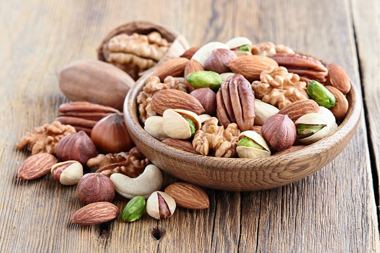 1280x853 Desktop Wallpaper Wood planks Almond Nuts Many Walnut