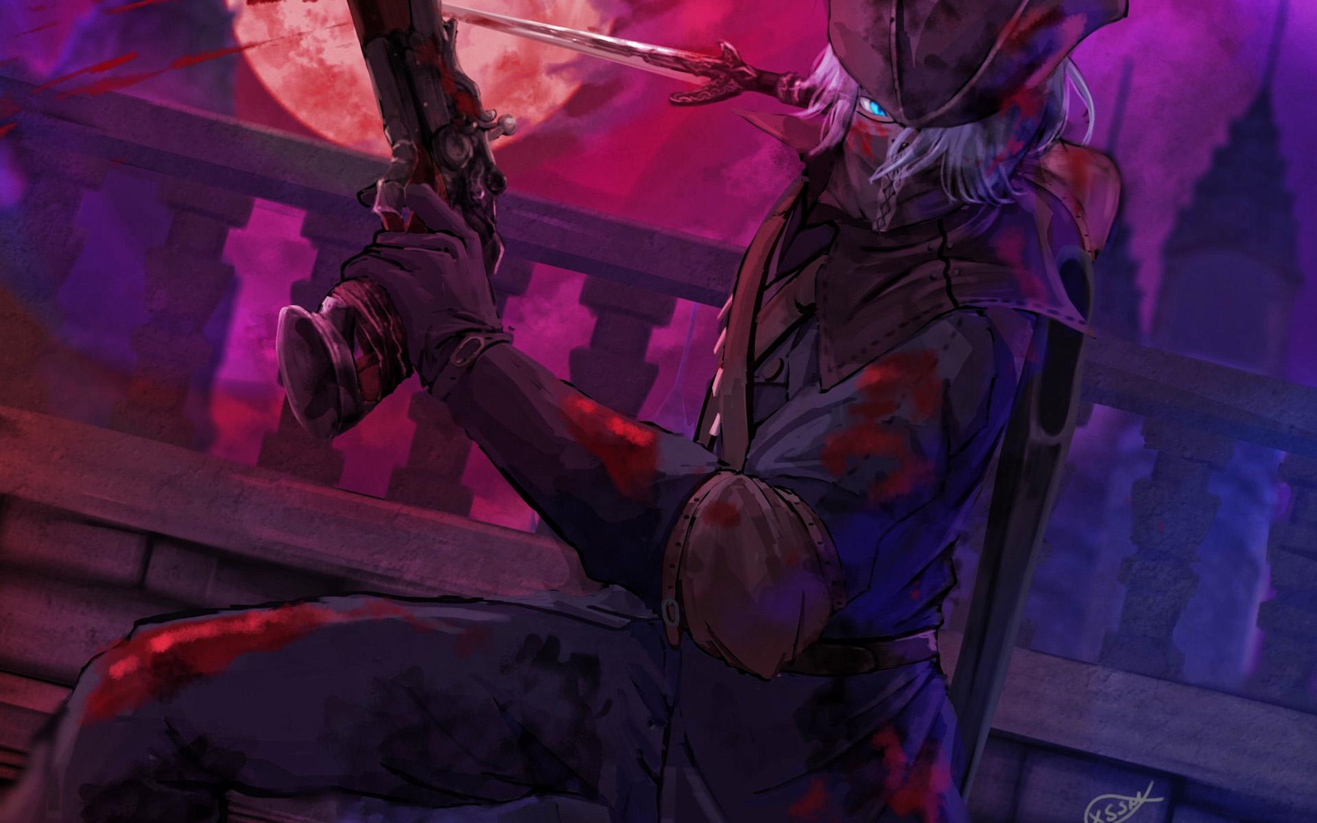 1920x1200 Download wallpaper The Hunter, manga, Bloodborne, artwork, protagonist, Hunter Bloodborne for desktop with resolution 1920x1200. High Quality HD picture wallpaper
