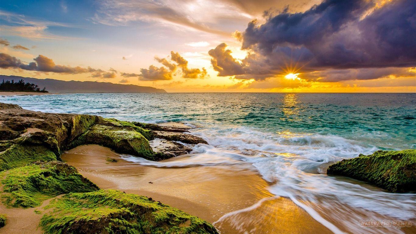 1366x768 Hawaii Island Travel Coast Beach Sunset 1366×768 Wallpaper