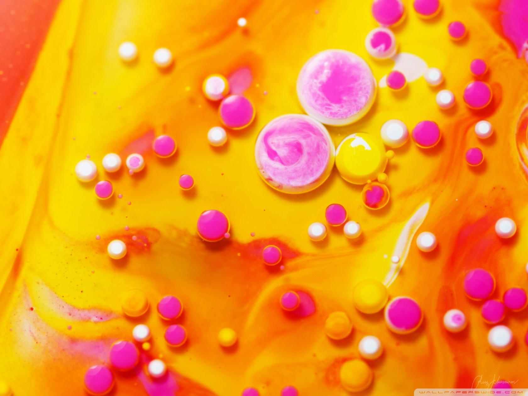 1680x1260 Yellow Paint and Pink Bubbles Paint Macro Ultra HD Desktop Background Wallpaper for 4K UHD TV : Tablet