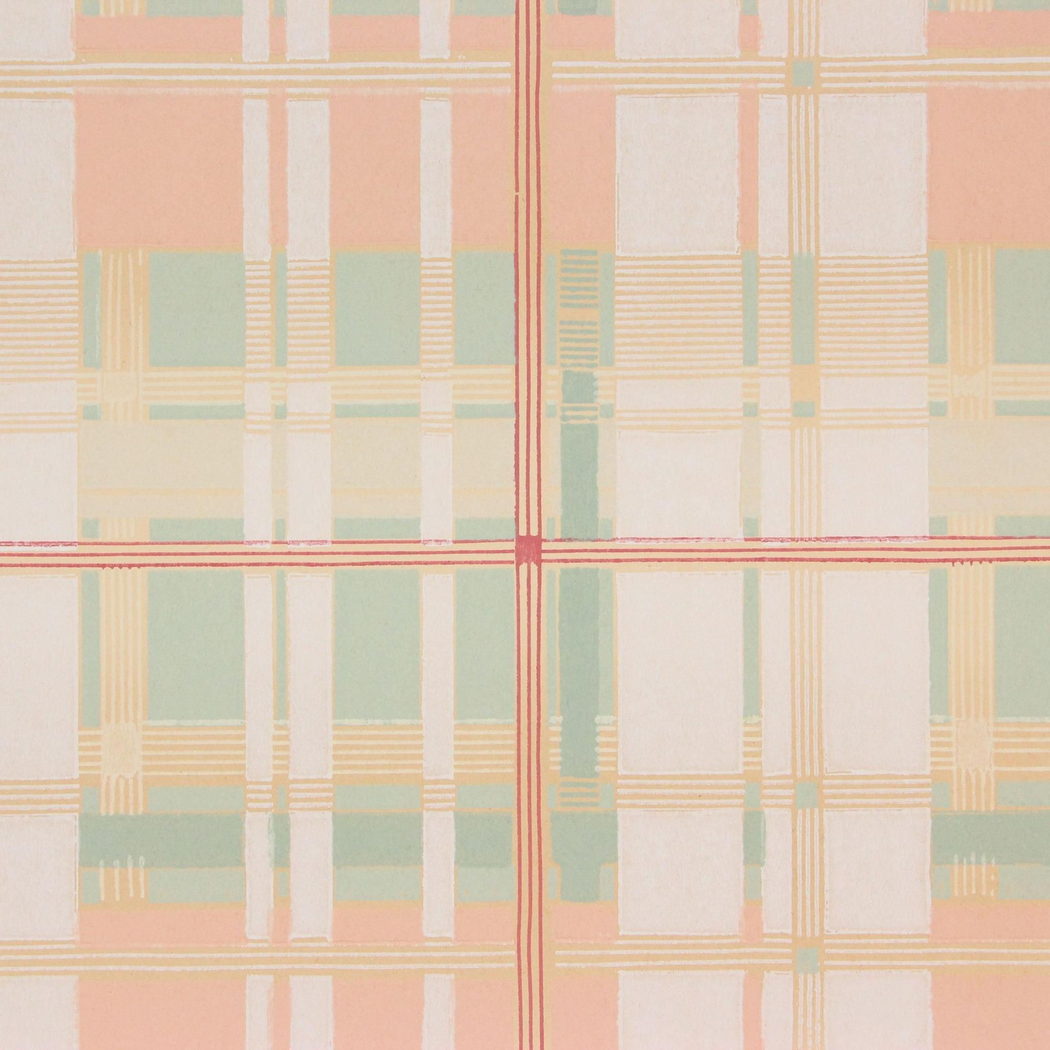 2048x2048 1930s Vintage Wallpaper Peach Green Plaid's Vintage Wallpaper