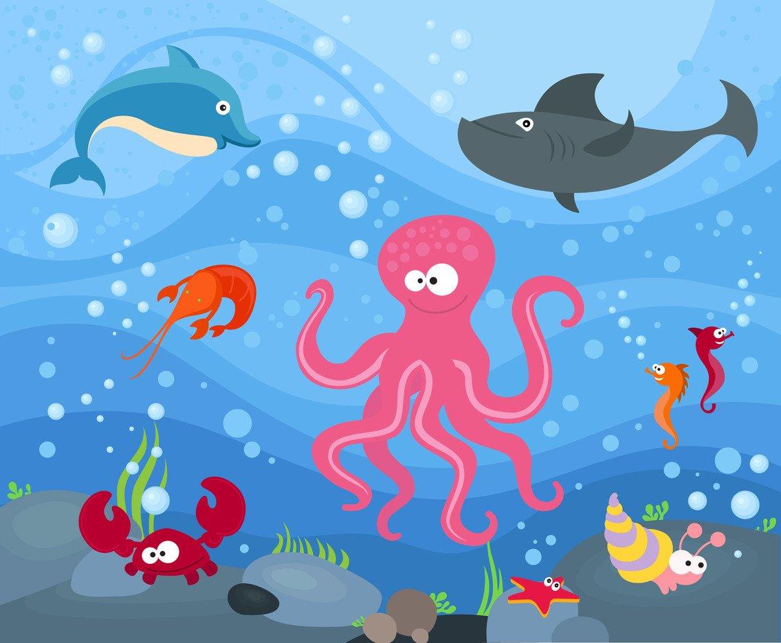 1136x936 Free Marine Animal Under The Sea Cartoon Vector Vector Art & Graphics