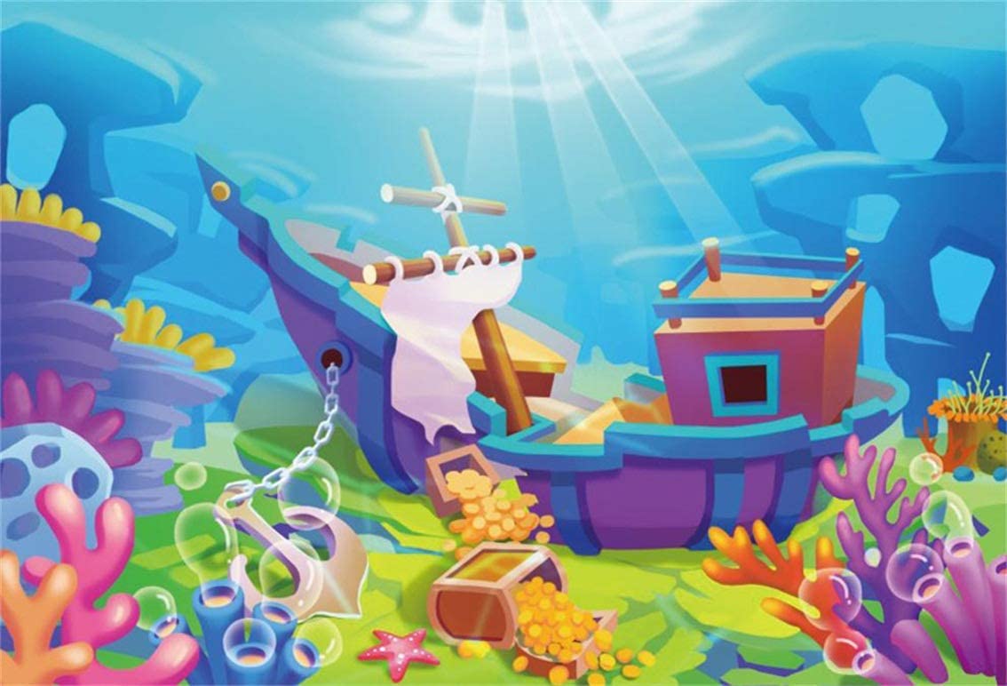 1134x772 Amazon.com : CSFOTO 10x7ft Background for Pirate Ship Sinking Under The Water Photography Backdrop Gold Coins Wealth Cartoon Underwater World Sea Ocean Child Kid Portrait Photo Studio Props Vinyl Wallpaper