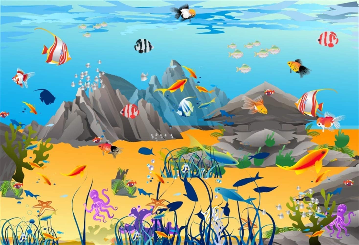 1468x1000 Leowefowa 10x8ft Cartoon Underwater World Backdrop Vinyl Under The Sea Coral Fishes Ocean Life Photography Background Aquarium Fish Tank Decor Marine Bday Baby Shower Party Banner Wallpaper Electronics Photo Background
