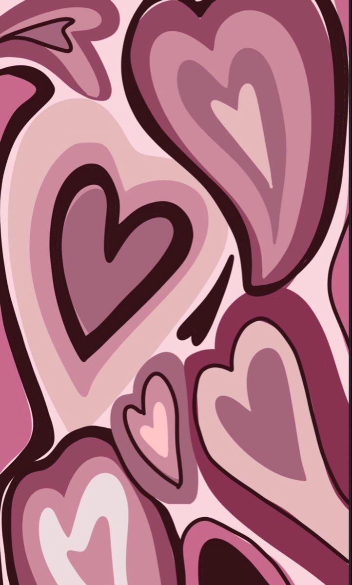 Love Hearts Pattern Pink Wallpaper  Aesthetic Heart Wallpaper 4k