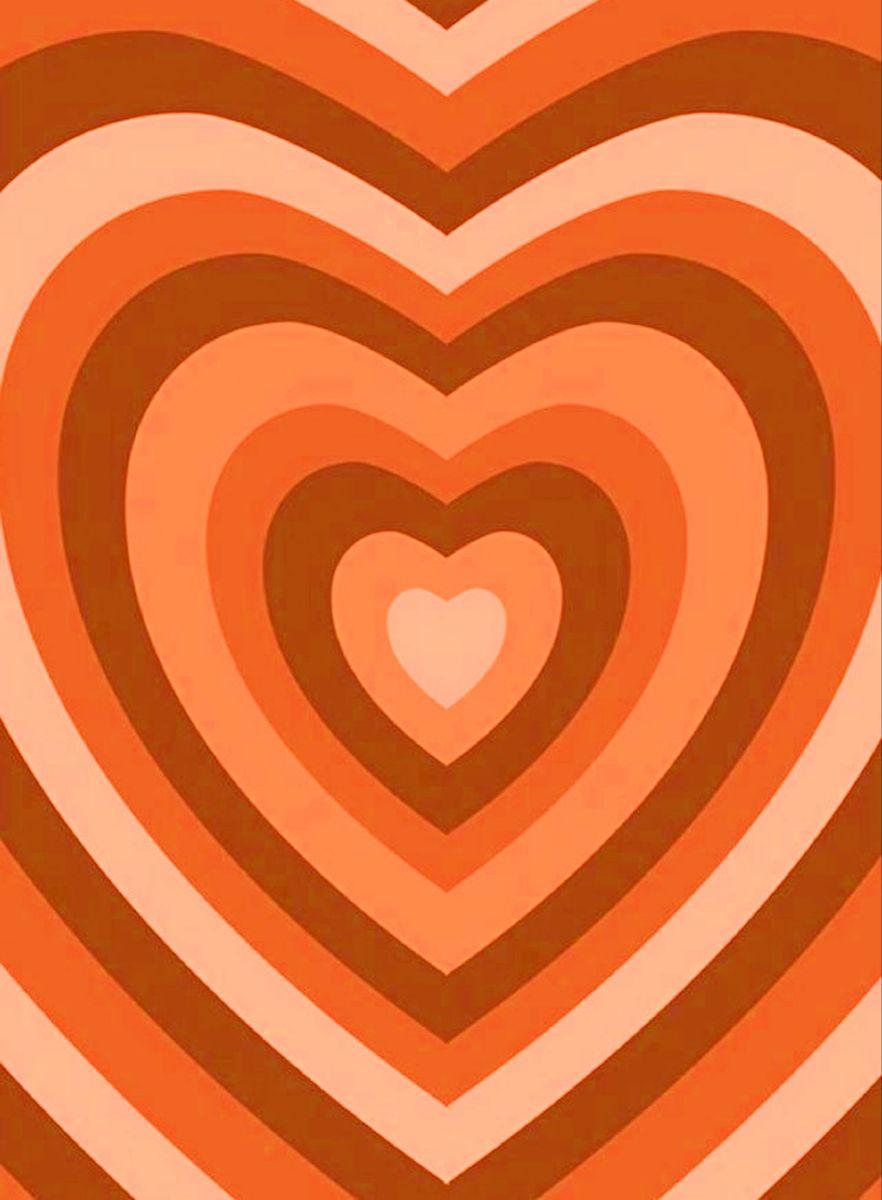882x1200 Orange Heart Aesthetic Wallpaper