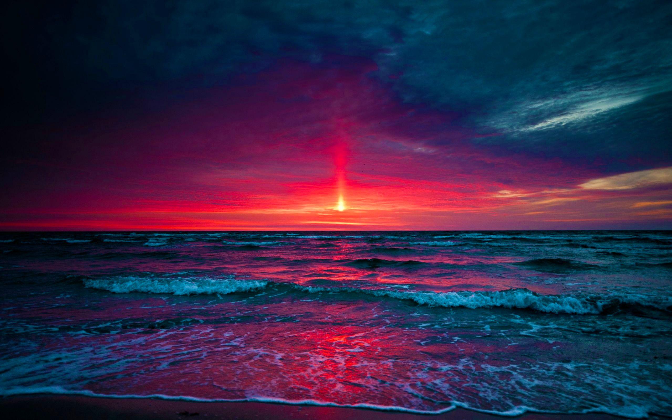 2559x1599 Purple Sea Sunset Wallpaperx1599