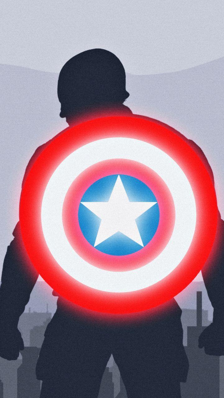 720x1280 Captain america, shield, marvel, minimal, 720x1280 wallpaper