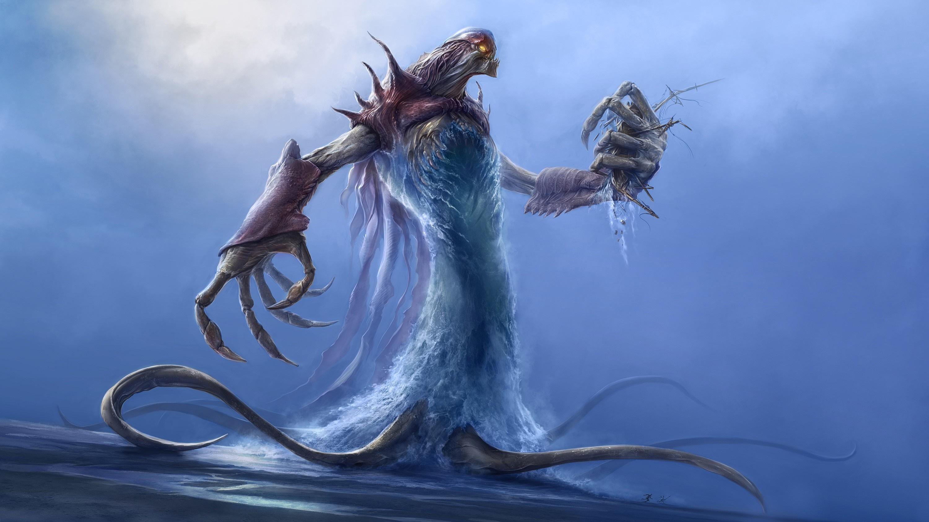 3000x1688 illustration, fantasy art, dragon, mythology, leviathan, screenshot, fictional character, mythical creature. Mocah HD Wallpaper