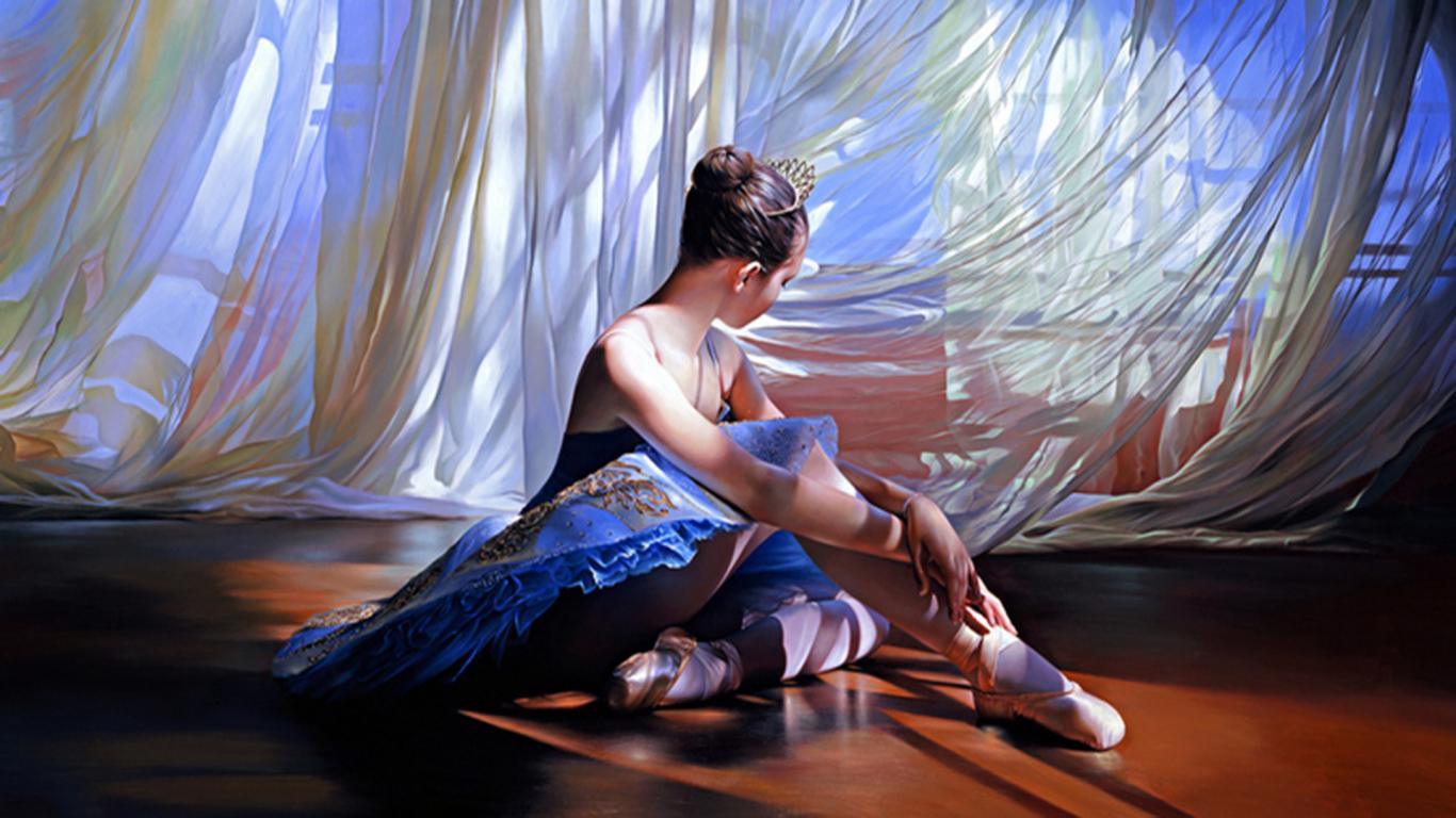 1366x768 Ballerina on the floor Desktop wallpaper 1366x768