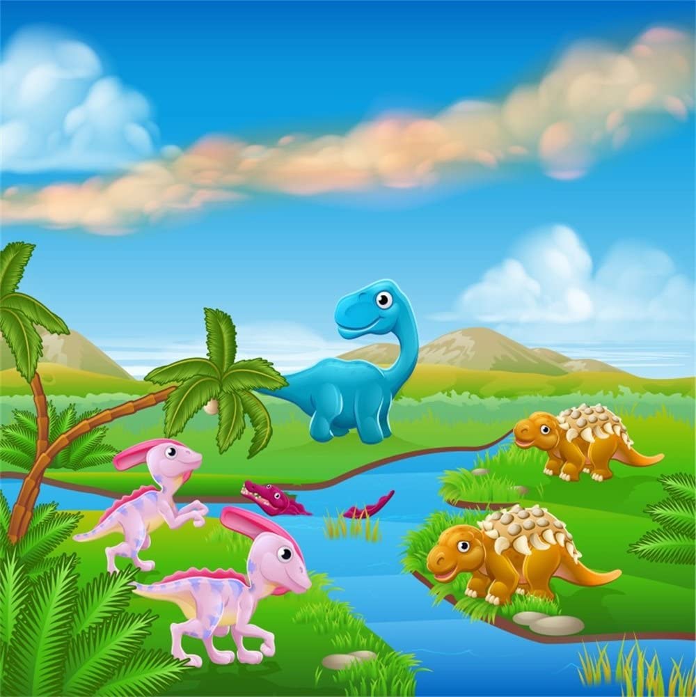 1000x1001 Amazon.com : LFEEY 10x10ft Cartoon Jurassic World Dinosaur Backdrop Cute Wild Baby Dinosaurs Scene Wallpaper Kids Children Gilrs Boys Birthday Party Photography Background Photo Studio Props
