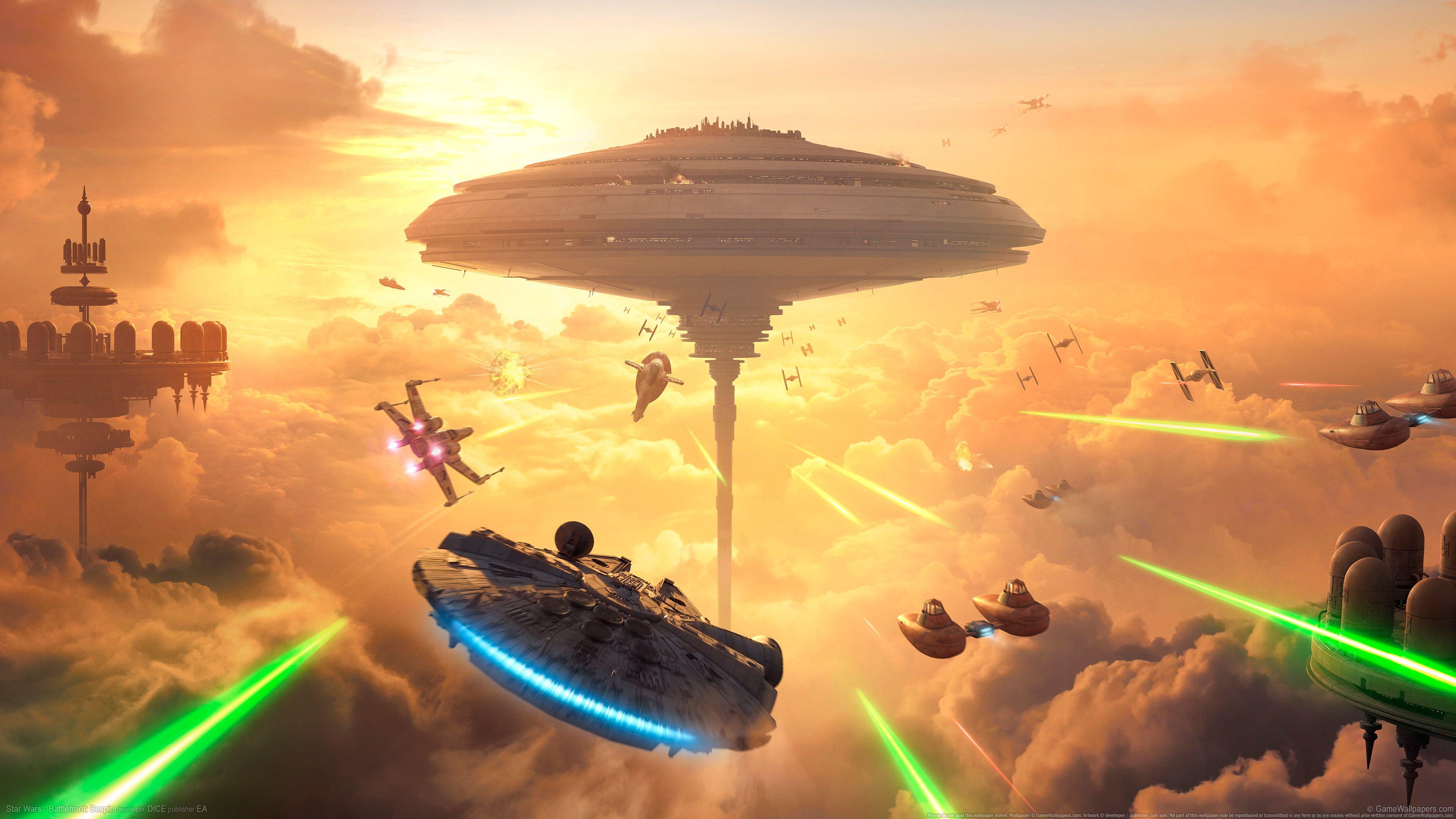 3840x2160 Millennium Falcon Cloud City Wallpaper