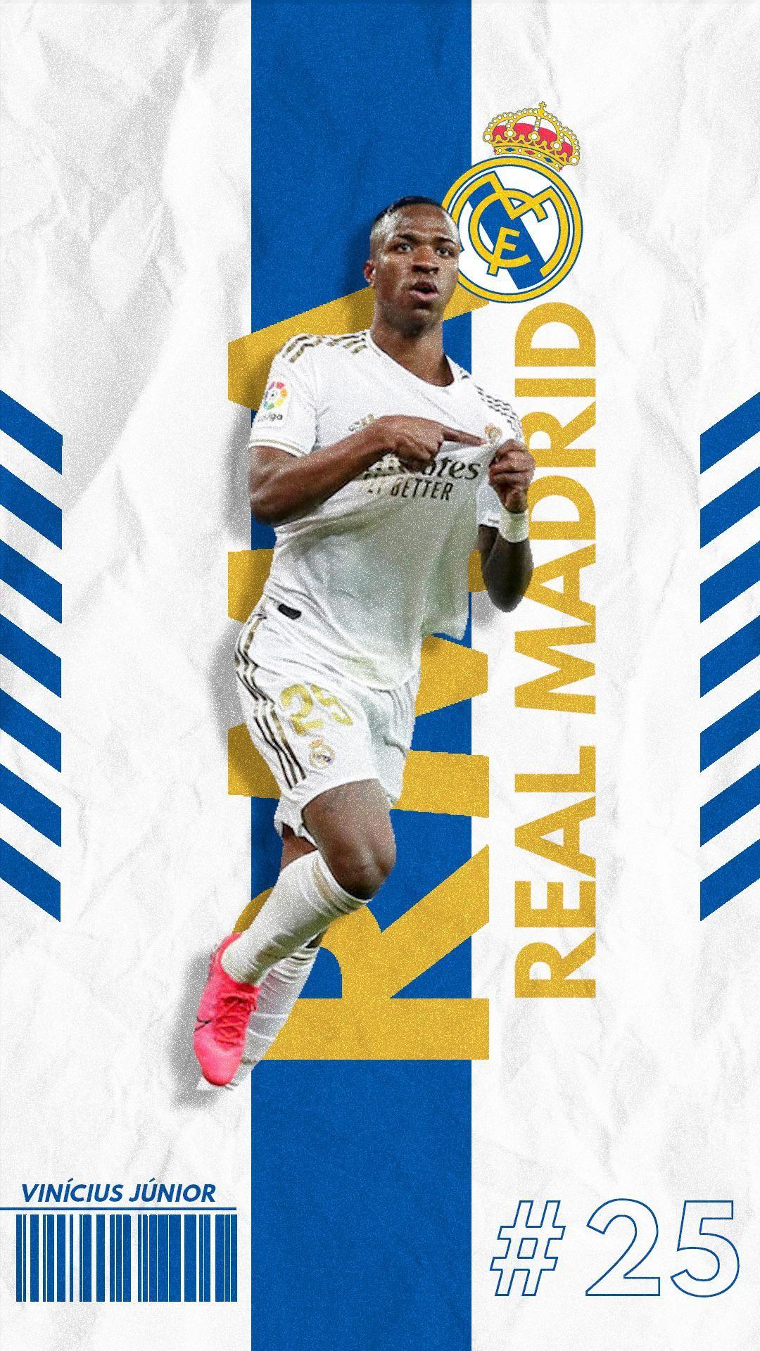 1080x1920 Made a wallpaper for our Brazilian wonderkid Vinicius Junior. Hope you all enjoy!. Sports graphic design, Real zaragoza, Real madrid castilla