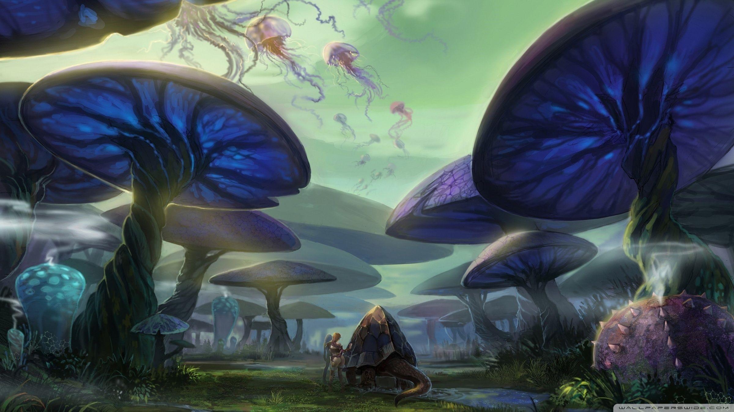 2400x1350 magic mushrooms HD wallpaper, Background