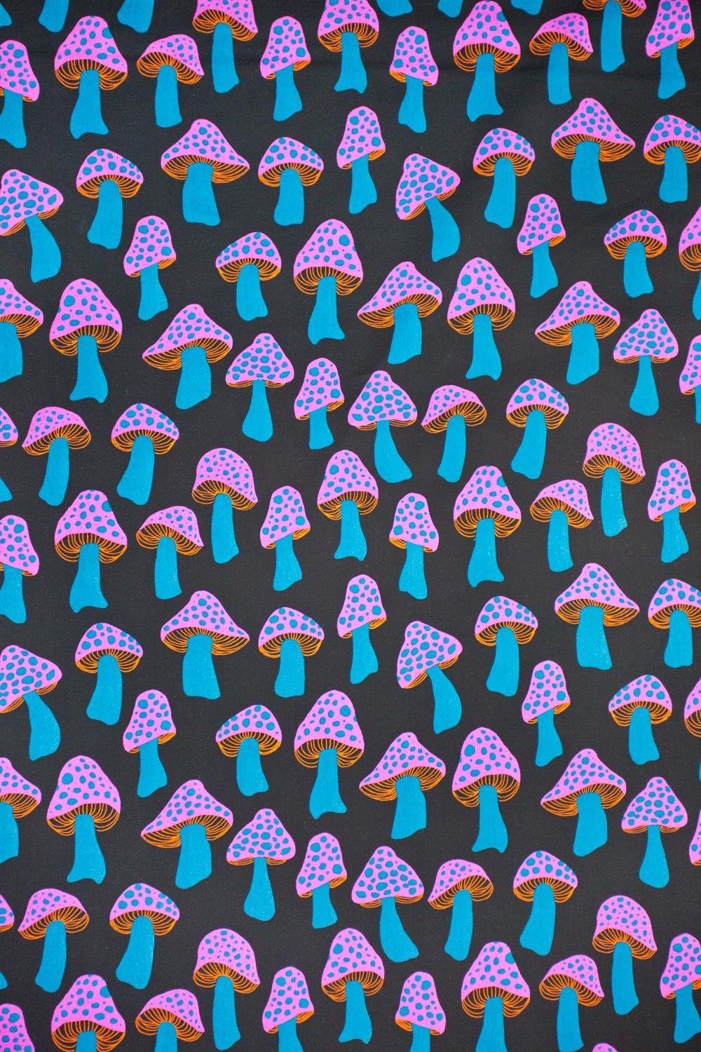 1000x1500 Cotton + Steel Front Yard Mushrooms Rayon in Glowy Blue Confident Stitch. Picture collage wall, Artsy background, Art collage wall